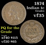 1874 Indian Cent 1c Grades vf++
