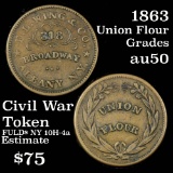 1863 Union Flour Civil War Token 1c Grades AU, Almost Unc