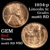 1934-p Lincoln Cent 1c Grades GEM Unc RD