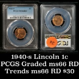 PCGS 1940-s Lincoln Cent 1c Graded ms66 RD By PCGS