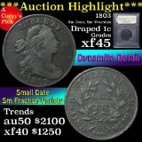 ***Auction Highlight*** 1803 Sm date, Sm Fraction Draped Bust Large Cent 1c Graded xf+ by USCG (fc)