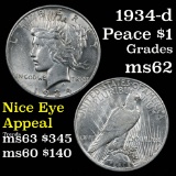 1934-d Peace Dollar $1 Grades Select Unc (fc)