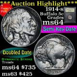 ***Auction Highlight*** 1914-s Buffalo Nickel 5c Graded Choice Unc by USCG (fc)