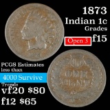 1873 open 3 Indian Cent 1c Grades f+
