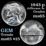 1943-p Jefferson Nickel 5c Grades GEM Unc