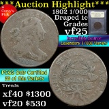 ***Auction Highlight*** 1802 1/000 Draped Bust Large Cent 1c Graded vf+ by USCG (fc)