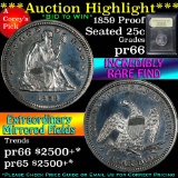 ***Auction Highlight*** 1859 Proof Seated Liberty Quarter 25c Graded GEM+ Proof by USCG (fc)