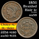 1851 Braided Hair Large Cent 1c Grades Choice AU/BU Slider