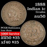 1888 Indian Cent 1c Grades AU, Almost Unc