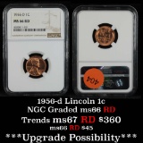 NGC 1956-d Lincoln Cent 1c Graded ms66 RD By NGC