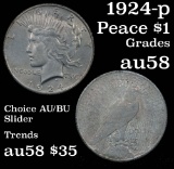 1924-p Peace Dollar $1 Grades Choice AU/BU Slider