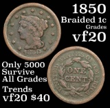 1850 Braided Hair Large Cent 1c Grades vf, very fine
