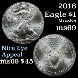 2016 Silver Eagle Dollar $1 Grades Gem+++ Unc