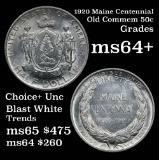 1920 Maine Centennial Old Commem Half Dollar 50c Grades Choice+ Unc (fc)