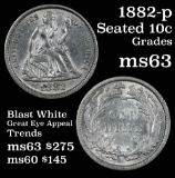 1882-p Seated Liberty Dime 10c Grades Select Unc (fc)