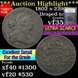 ***Auction Highlight*** 1802 s-229 Draped Bust Large Cent 1c Graded vf++ by USCG (fc)