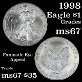 1998 Silver Eagle Dollar $1 Grades GEM++ Unc