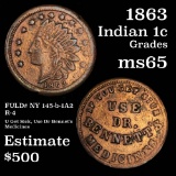1863 Indian Head obv Civil War Token 1c Grades xf details