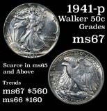 ***Auction Highlight*** 1941-p Walking Liberty Half Dollar 50c Grades GEM++ Unc (fc)