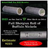 Full roll of Buffalo Nickels, 1923 & 'd' Mint Ends Grades Avg Circ (fc)