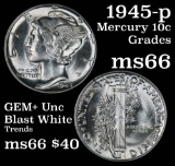 1945-p Mercury Dime 10c Grades GEM+ Unc