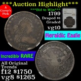 ***Auction Highlight*** Incredibly rare NGC 1799 Draped Bust Dollar $1 Graded vg10 by NGC (fc)
