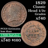 1829 Classic Head half cent 1/2c Grades xf
