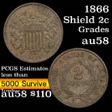 1866 2 Cent Piece 2c Grades Choice AU/BU Slider
