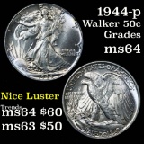 1944-p Walking Liberty Half Dollar 50c Grades Choice Unc