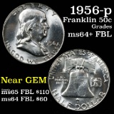 1956-p Franklin Half Dollar 50c Grades Choice Unc+ FBL