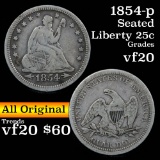 1854-p Seated Liberty Quarter 25c Grades vf, very fine