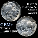 1937-s Buffalo Nickel 5c Grades GEM+ Unc