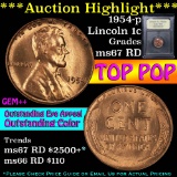 ***Auction Highlight*** 1954-p Lincoln Cent 1c Graded GEM++ Unc RD by USCG (fc)
