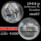 1944-p Jefferson Nickel 5c Grades GEM++ Unc (fc)
