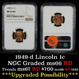 NGC 1949-d Lincoln Cent 1c Graded ms66 RD By NGC
