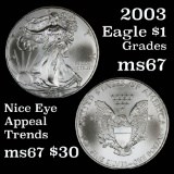 2009 Silver Eagle Dollar $1 Grades GEM++ Unc