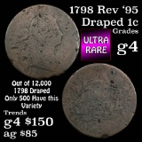 1798 Rev '95 Draped Bust Large Cent 1c Grades g, good