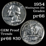 1954 Proof Washington Quarter 25c Grades GEM+ Proof