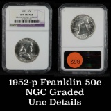 NGC 1952-p Franklin Half Dollar 50c Graded Unc Details By NGC