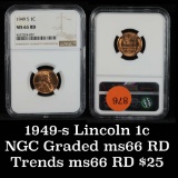 NGC 1949-s Lincoln Cent 1c Graded ms66 RD By NGC