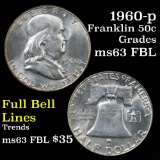 1960-p Franklin Half Dollar 50c Grades Select Unc FBL