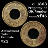 c. 1863 Property of OK Vender Amusement Token 1c Grades xf+