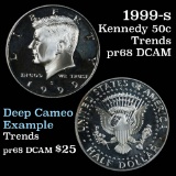 1999-s Proof Silver Kennedy Half Dollar 50c Grades GEM++ Proof Deep Cameo