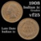1908 Indian Cent 1c Grades vf+