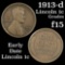 1913-d Lincoln Cent 1c Grades f+