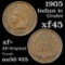 1905 Indian Cent 1c Grades xf+