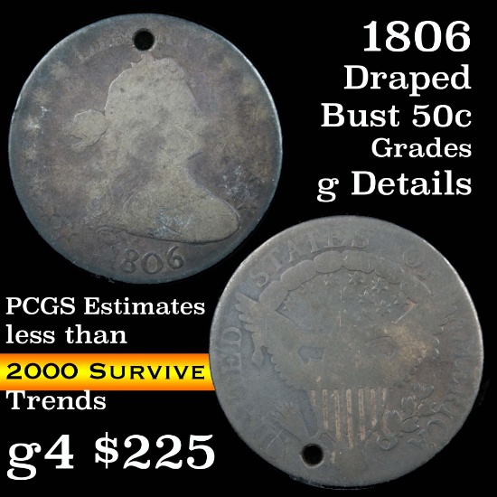 1806 Draped Bust Half Dollar 50c Grades g details