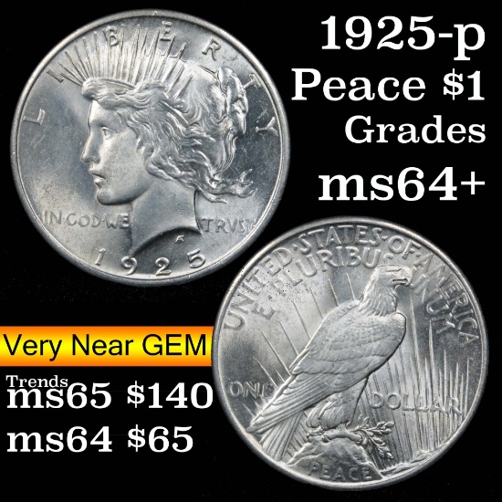 1925-p Peace Dollar $1 Grades Choice+ Unc