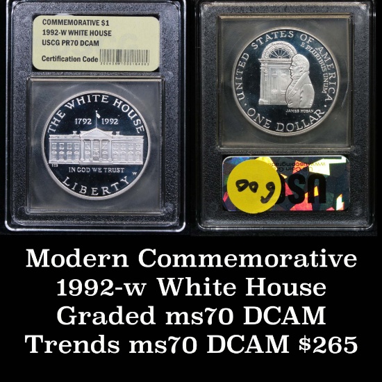 1992-w White House Modern Commem Dollar $1 Graded Perfection, Gem++ PR DCAM by USCG
