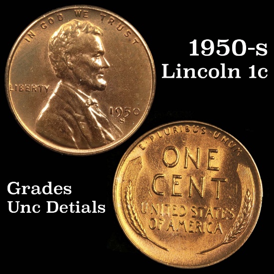 1950-s Lincoln Cent 1c Grades Unc Details